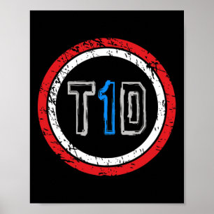Poster Emblema da T1D Conscientização sobre Diabetes Tipo