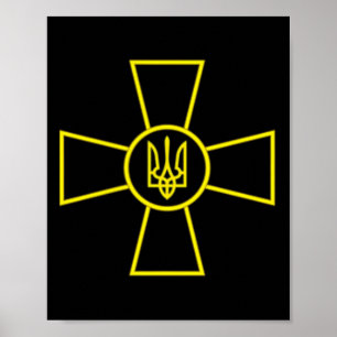 Poster Emblema das Forças Armadas da Ucrânia Bandeira do