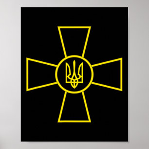 Poster Emblema das Forças Armadas da Ucrânia Bandeira do
