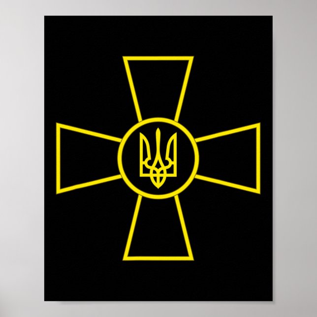 Poster Emblema das Forças Armadas da Ucrânia Bandeira do  (Frente)