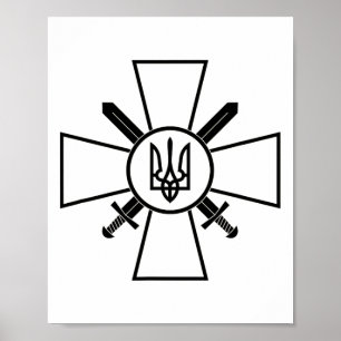 Poster Emblema das Forças Terrestres Ucranianas Exército