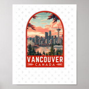Poster Emblema de Arte de Viagem Vetorial Retro de Vancou