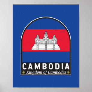 Poster Emblema de bandeira do Camboja: Vintagem em Desvio