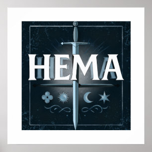 Poster Emblema de Espada Medieval HEMA – Estilo Grafite A