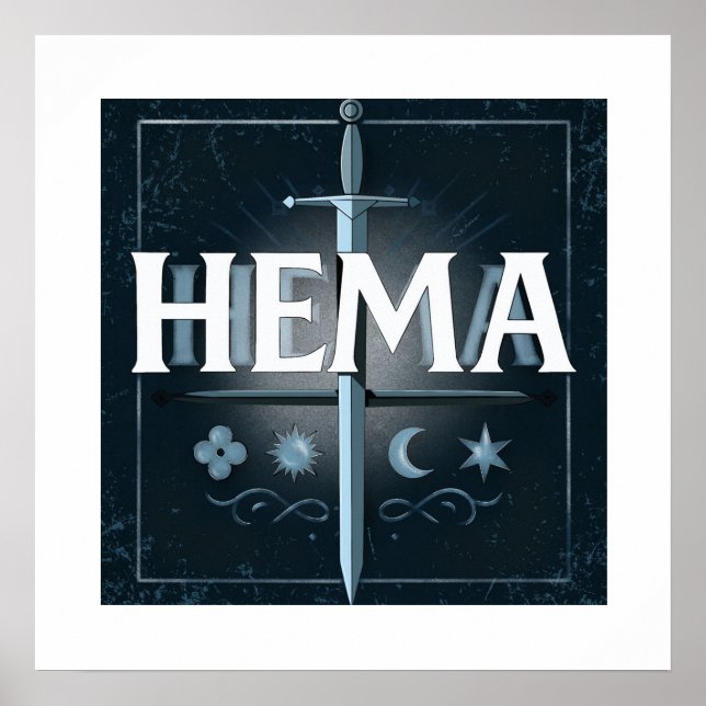 Poster Emblema de Espada Medieval HEMA – Estilo Grafite A (Frente)