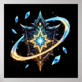 Poster Emblema de Fantasia com Lâminas Flutuantes – Energ