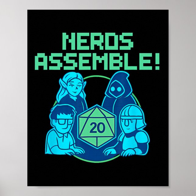 Poster Emblema de Nerds Jogo de Tabuleiro Dados Design de (Frente)