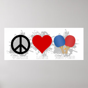 Poster Emblema de Pong do sibilo do amor da paz