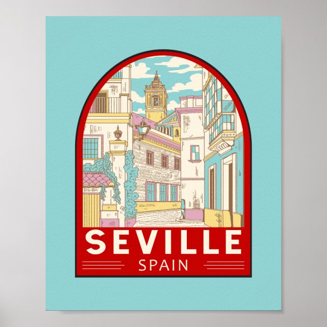 Poster Emblema de Viagem de Espanha de Sevilha (Frente)