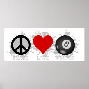 Poster Emblema do bilhar do amor da paz