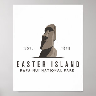 Poster Emblema do Parque Nacional Rapa Nui da Ilha de Pás