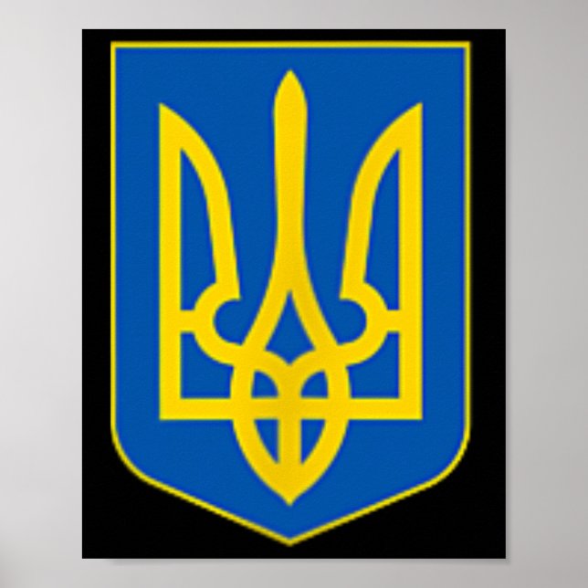 Poster Emblema do Tridente Ucraniano Brasão de Armas Logo (Frente)