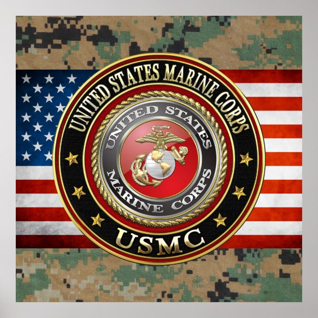 Póster Emblema do USMC [Edição Especial] [3D] (Frente)