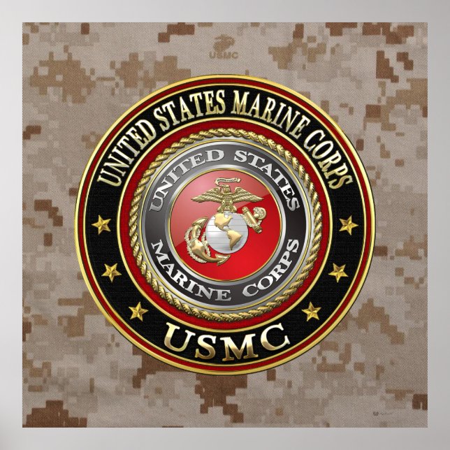 Póster Emblema do USMC [Edição Especial] [3D] (Frente)