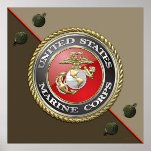 Poster Emblema do USMC & uniforme [3D]