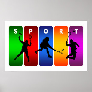 Póster Emblema multicolorido do Badminton