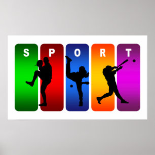 Póster Emblema multicolorido do basebol