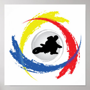 Póster Emblema Tricolor do motocross