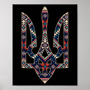 Poster Emblema ucraniano Símbolo da Ucrânia Bordado