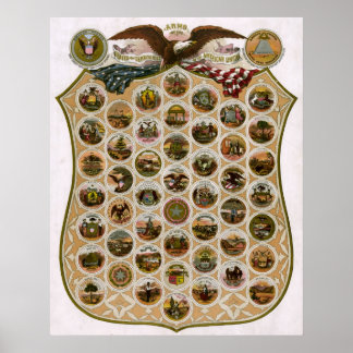 Póster Emblemas dos Estados Unidos 1876