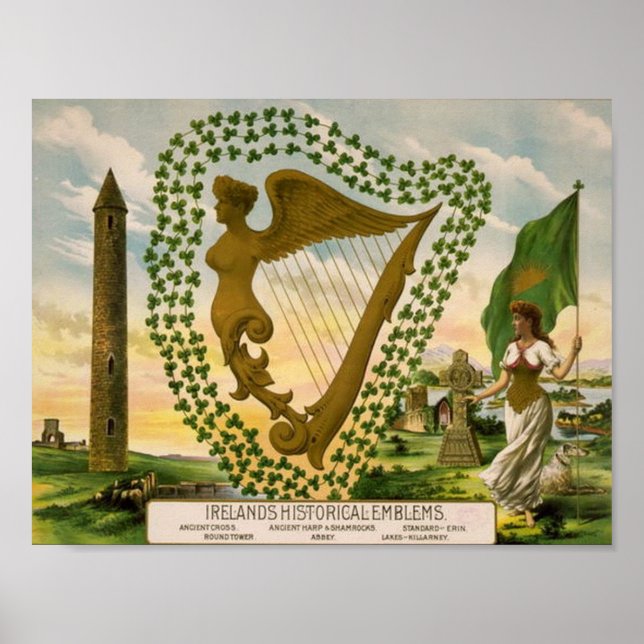 Póster Emblemas Históricos da Irlanda (Frente)