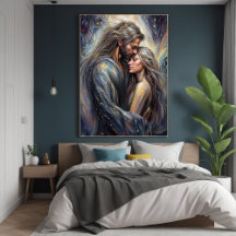 Embraço Celestial Arte Romântica da Noite Estrelad