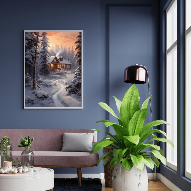 Poster Embraço de inverno: Casa envolta em gelo e neve (Criador carregado)