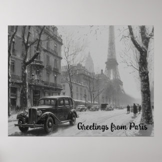 Poster Embraço de inverno em Paris