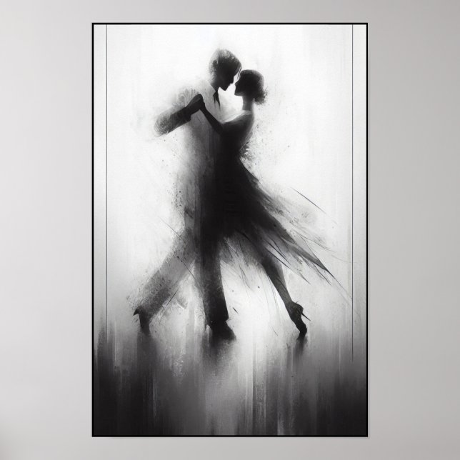 Poster Embraço monocromático de tango em movimento (Frente)