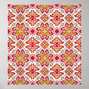 Poster Embroidered handmade cross-stitch ethnic Ukraine p