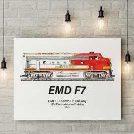 Poster EMD F7 Santa Fe Warbonnet Diesel Locomotive.
