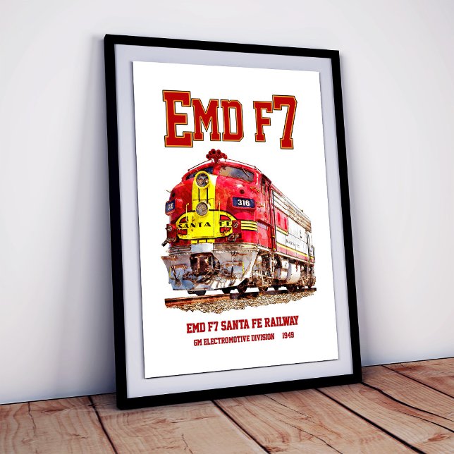 Poster EMD F7 Santa Fe Warbonnet Diesel Locomotive. (EMD F7 Santa Fe Warbonnet Diesel Locomotive. Poster)