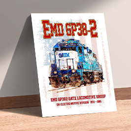 Poster EMD GP38-2 Diesel Locomotive and American flag