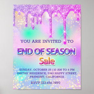 Poster Emend of Season Sale Glitter Drives Hológrafo Rosa