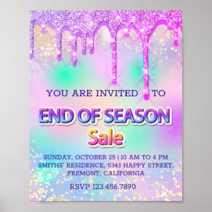 Poster Emenda da Venda da Temporada Brilho Holográfico Ro