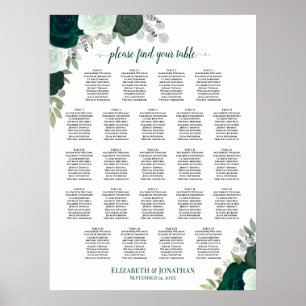 Poster Emerald Boho Floral 23 Gráfico de Casamento de Mes