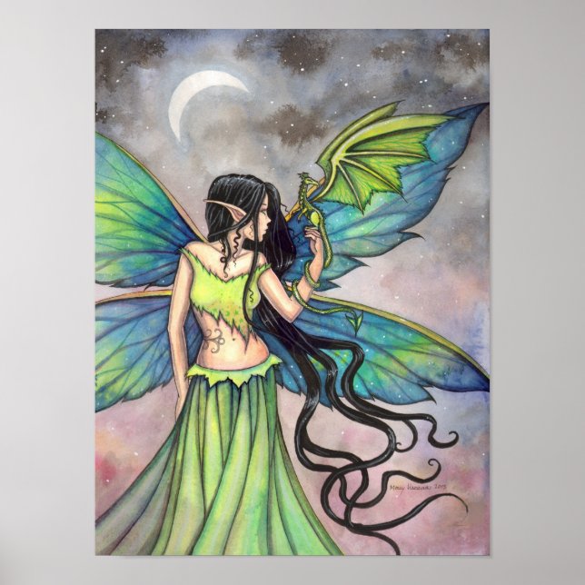 Póster Emerald Dragon Fairy Fantasy Art de Molly Harrison (Frente)