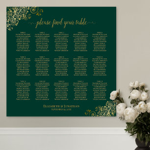 Poster Emerald Green 15 Gráfico de Casamento de Mesas Do