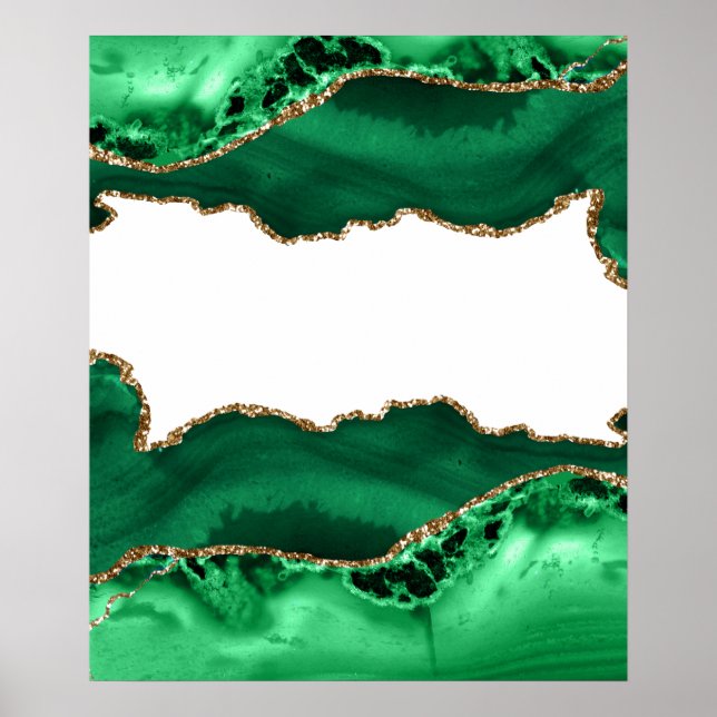 Poster Emerald Green com Agate Dourado Metálico (Frente)