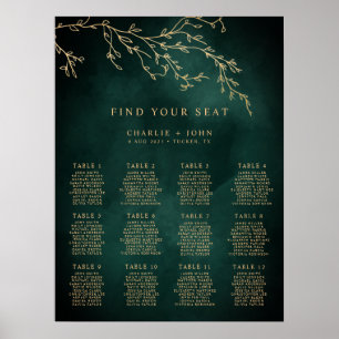 Poster Emerald Green e Dourado gráfico de assentos botâni