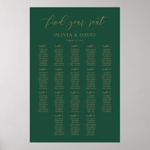 Poster Emerald Green Elegant 18 Gráfico de Assentos mesa