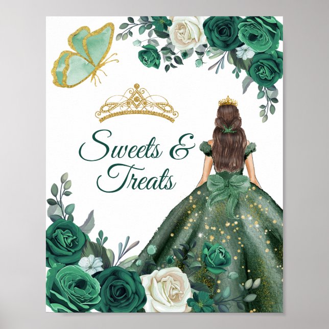 Poster Emerald Green veste Quinceañera Doces Tratamentos (Frente)