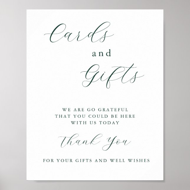 Poster Emerald Green Vintage Cards e Sinal de presentes (Frente)