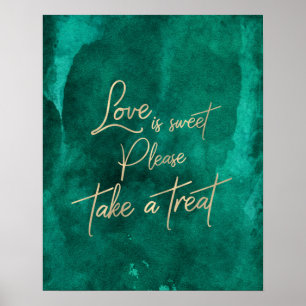 Poster Emerald Green Watercolor Amor Dourado é Doce