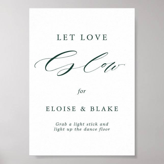 Poster Emerald Greenery Vintage Botanical Let Love Glow (Frente)