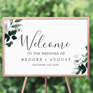 Poster Emerald Greenery Wedding Welcome