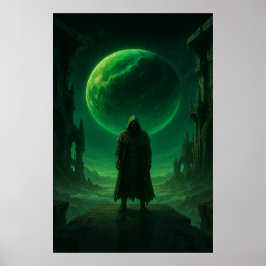 Poster Emerald Guardian — Dark Cosmic Fantasy Art