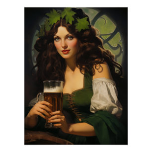 Póster Emerald Heart, Ouro Ale   Medieval Irish Maiden