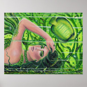 Poster Emerald Mermaid art por Renee L. Lavoie