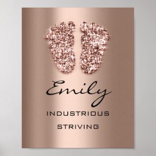 Poster Emily Name Significa New Baby Feet Rosa Glitter